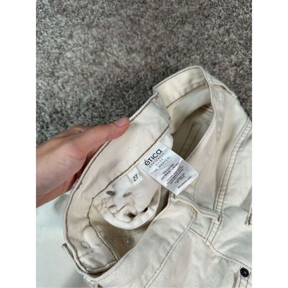 Ética Altin Loose Fit Jeans Natural Denim Mid Rise Relaxed Leg Frayed Hem 27 - Picture 6 of 16